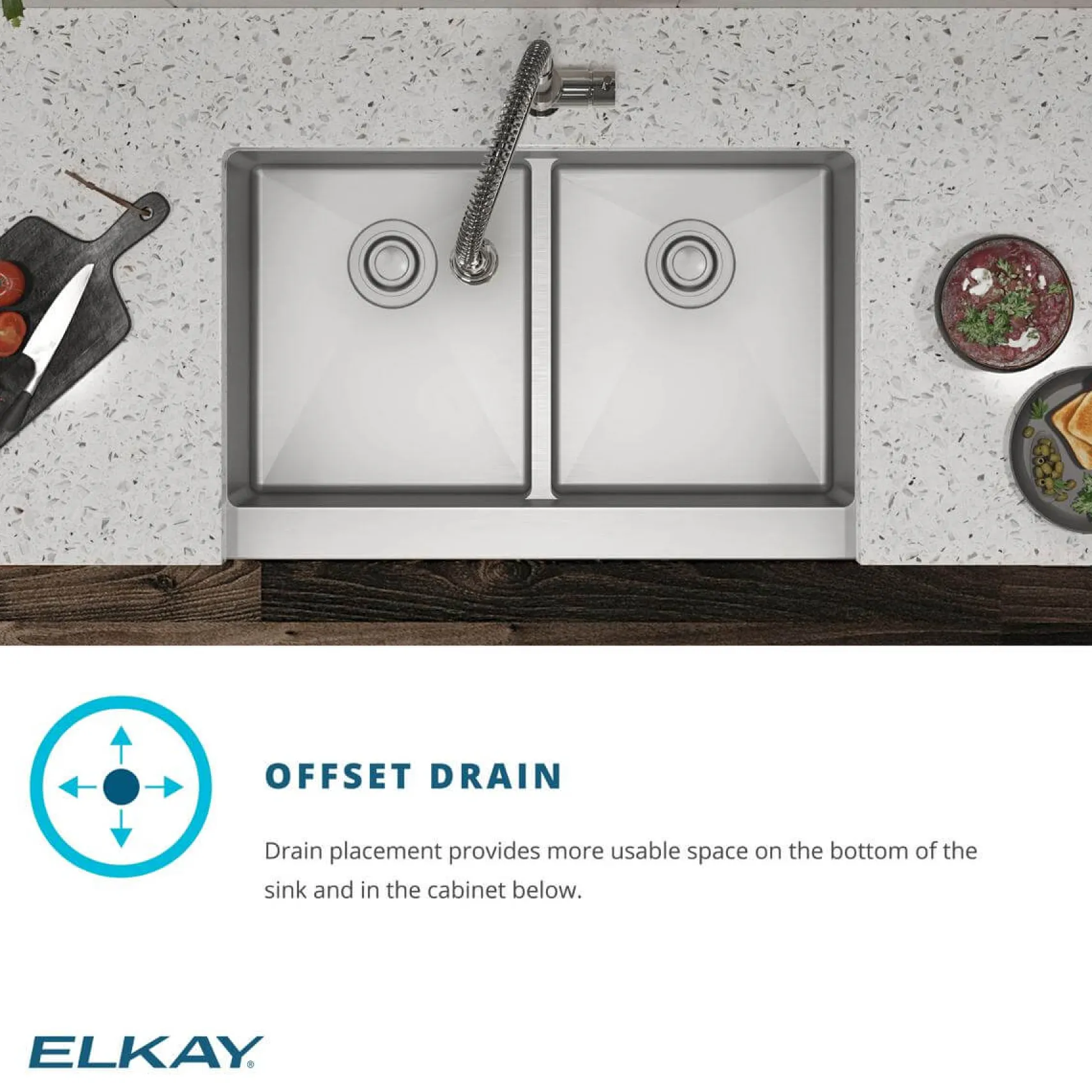 Elkay Crosstown 36" Stainless Steel Farmhouse Sink with Faucet, 50/50 with Aqua Divide Double Bowl, Polished Satin, 18 Gauge, ECTRUFA32179FBC