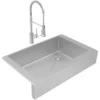 Elkay Crosstown 36" Stainless Steel Farmhouse Sink with Faucet, Polished Satin, 18 Gauge, ECTRUF30179RFCC