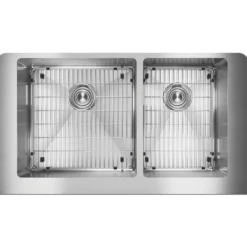 Elkay Crosstown 36" Stainless Steel Farmhouse Kitchen Sink, 60/40 Double Bowl, 18 Gauge, Polished Satin, ECTRUF32179RC