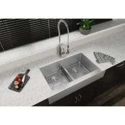 Elkay Crosstown 36" Stainless Steel Farmhouse Kitchen Sink, 50/50 Double Bowl, 18 Gauge, Polished Satin, ECTRUFA32179C