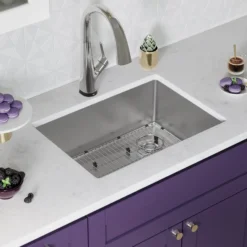 Elkay Crosstown 26" Undermount Stainless Steel Kitchen Sink Kit with Faucet, Single Bowl 18 Gauge, ECTRU24179RTFLC