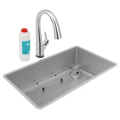 Elkay Crosstown 32" Undermount Stainless Steel Kitchen Sink Kit with Faucet, Single Bowl 18 Gauge, ECTRU30179RTFLC