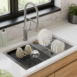 Elkay Crosstown 32" Undermount Stainless Steel Workstation Kitchen Sink Kit with Accessories, 50/50 with Aqua Divide Double Bowl, Polished Satin, 18 Gauge, ECTRUAQ31169TWC