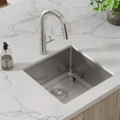 Elkay Crosstown 19" Undermount Stainless Steel Kitchen Sink with Faucet, Polished Satin, 18 Gauge, ECTRU17179TFCBC