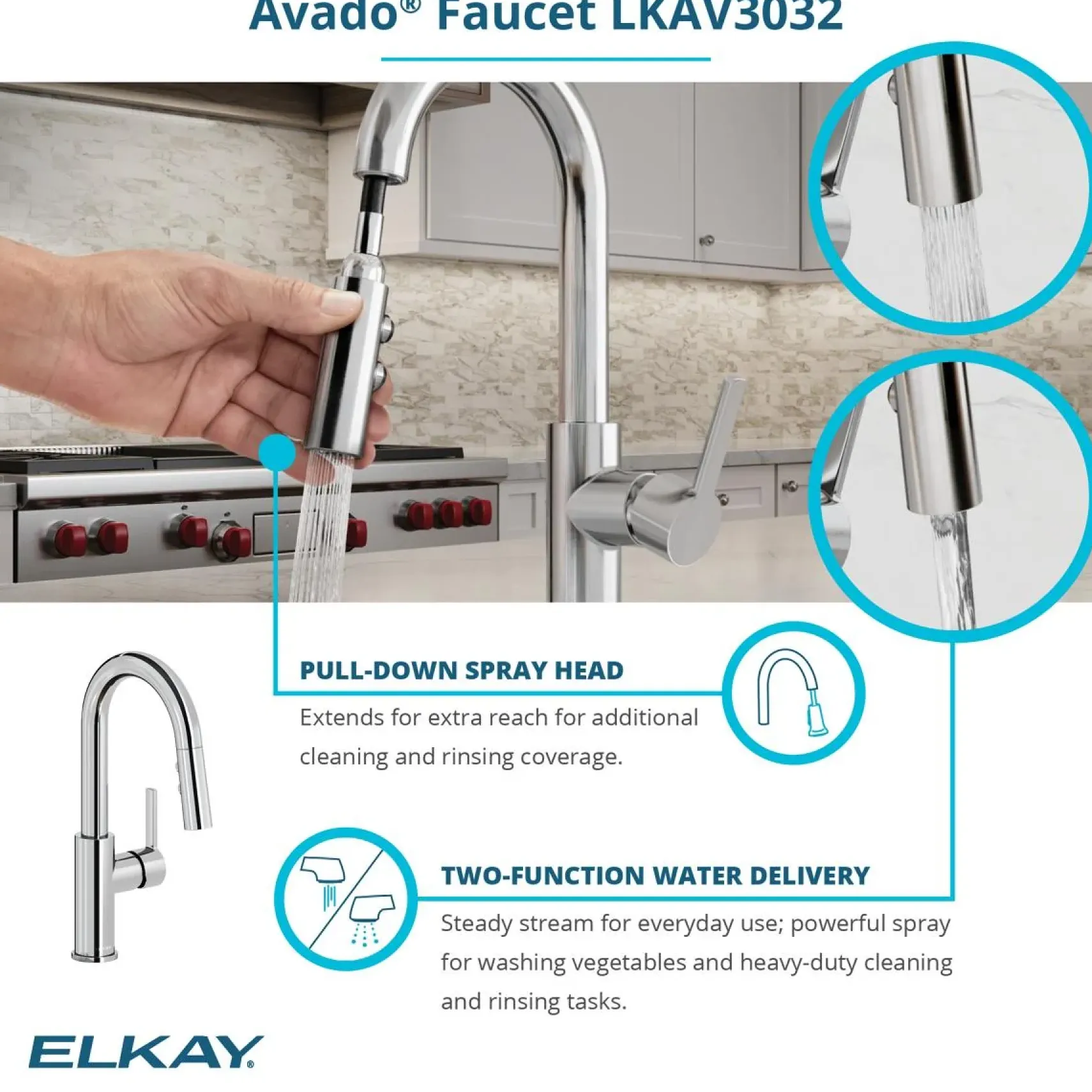 Elkay Crosstown 19" Undermount Stainless Steel Kitchen Sink with Faucet, Polished Satin, 18 Gauge, ECTRU17179TFCBC