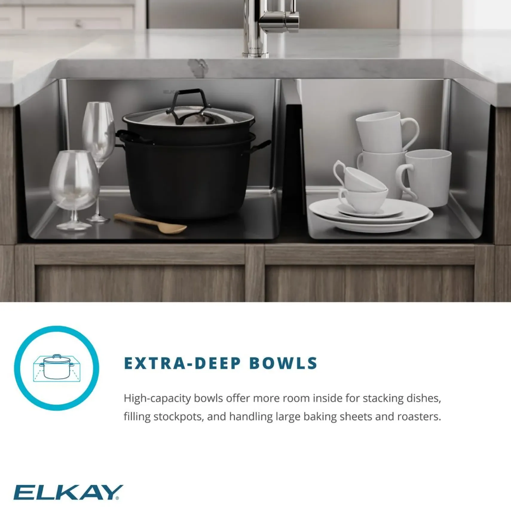 Elkay Crosstown 32" Undermount Stainless Steel Kitchen Sink with Faucet, 60/40 Double Bowl, Polished Satin, 18 Gauge, ECTRU32179RTFCC