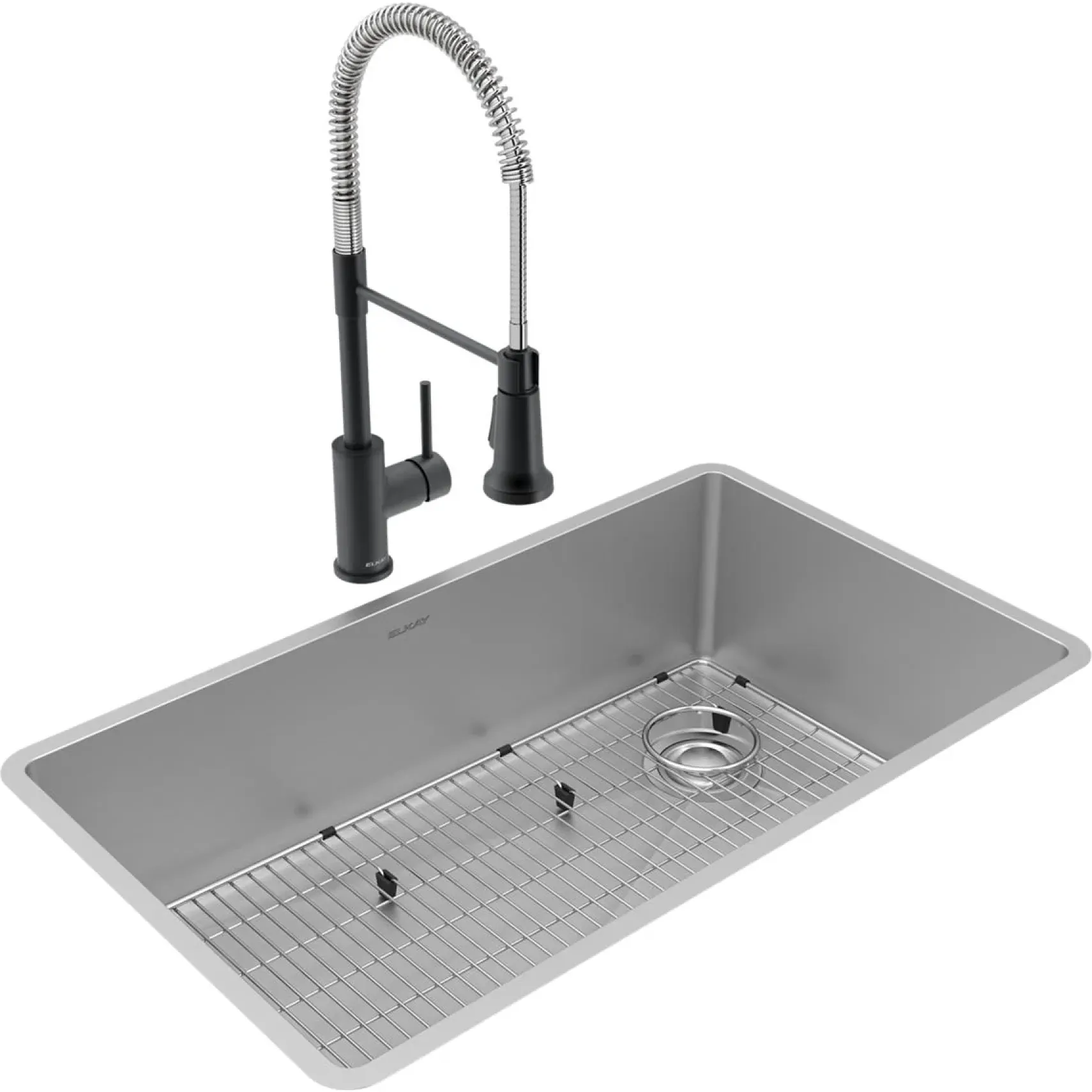 Elkay Crosstown 32" Undermount Stainless Steel Kitchen Sink with Faucet, Polished Satin, 18 Gauge, ECTRU30179RTFBC