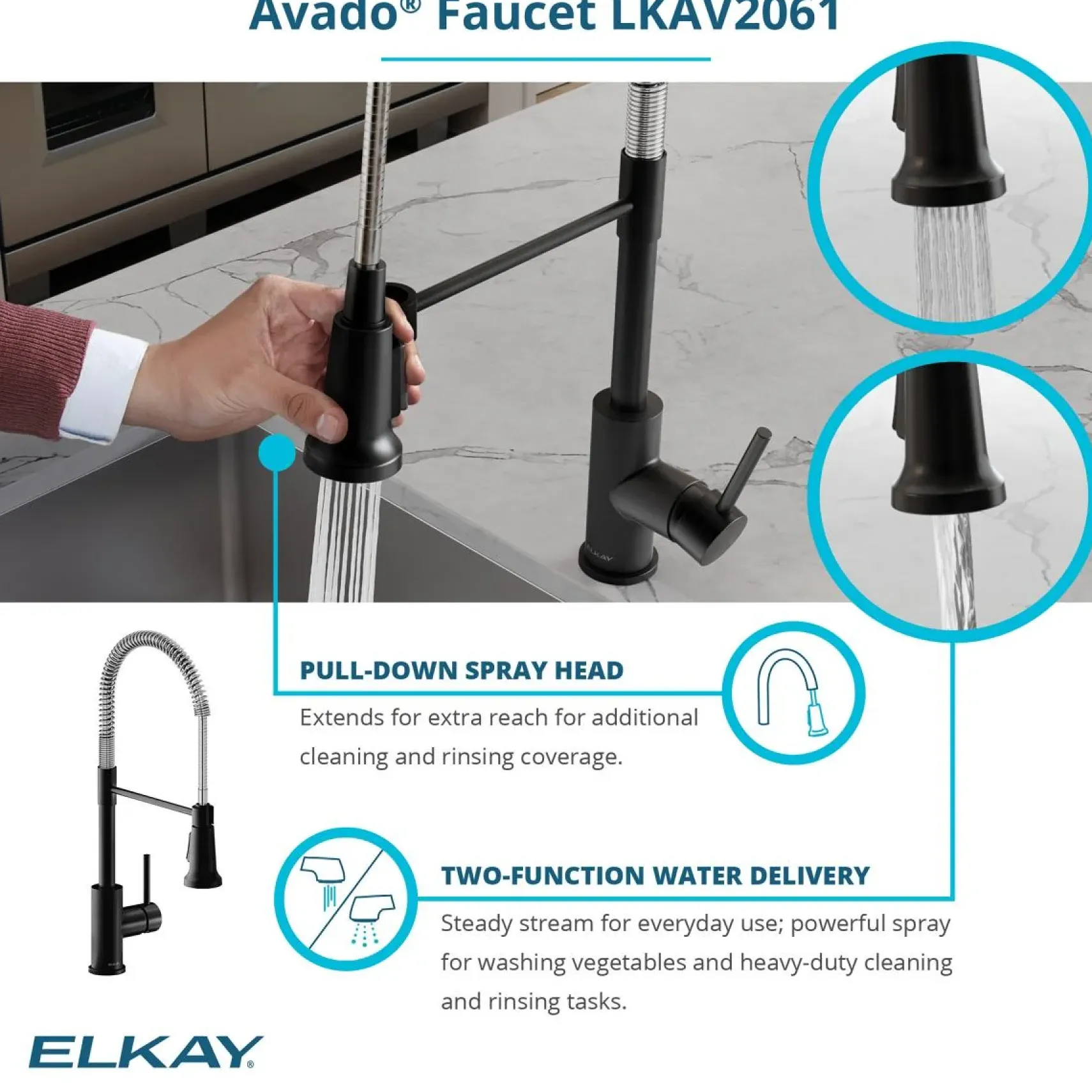 Elkay Crosstown 32" Undermount Stainless Steel Kitchen Sink with Faucet, Polished Satin, 18 Gauge, ECTRU30179RTFBC