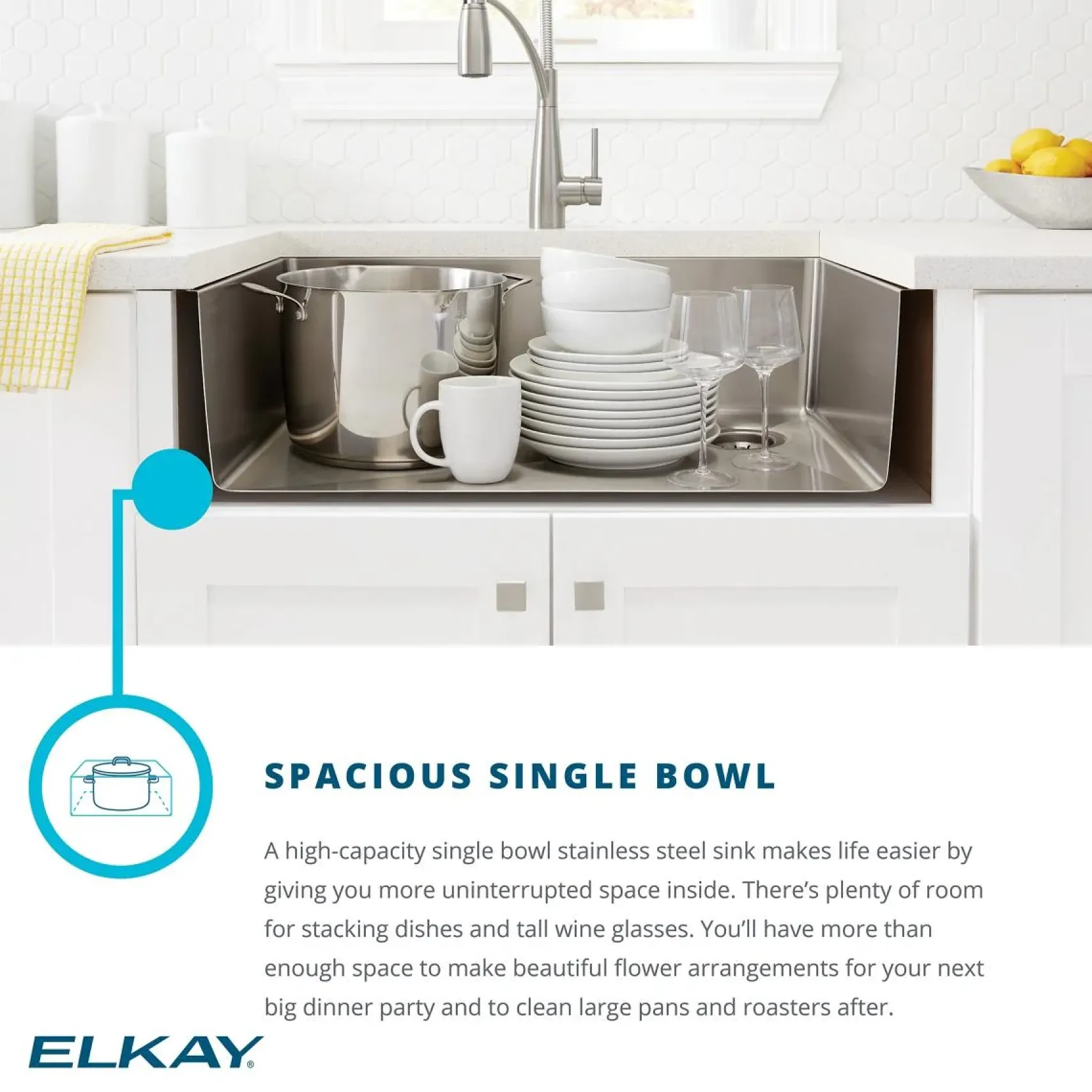 Elkay Crosstown 32" Undermount Stainless Steel Kitchen Sink Kit with Faucet, Polished Satin, 1 Faucet Hole, ECTRU30179RTFC