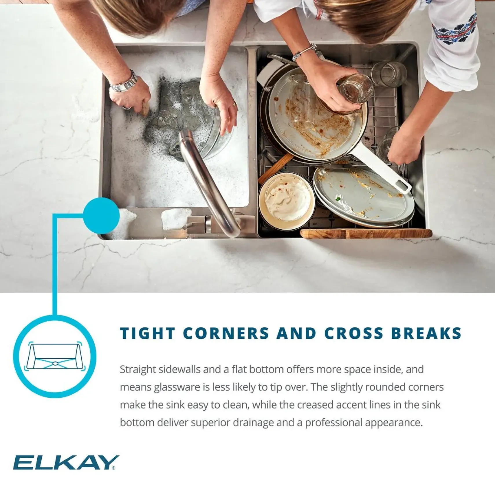 Elkay Crosstown 30" Undermount Stainless Steel ADA Kitchen Sink, Polished Satin, 18 Gauge, ECTRUAD281755