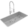 Elkay Crosstown 37" Undermount Stainless Steel Kitchen Sink with Faucet, Polished Satin, 18 Gauge, ECTRU35179TFCBC