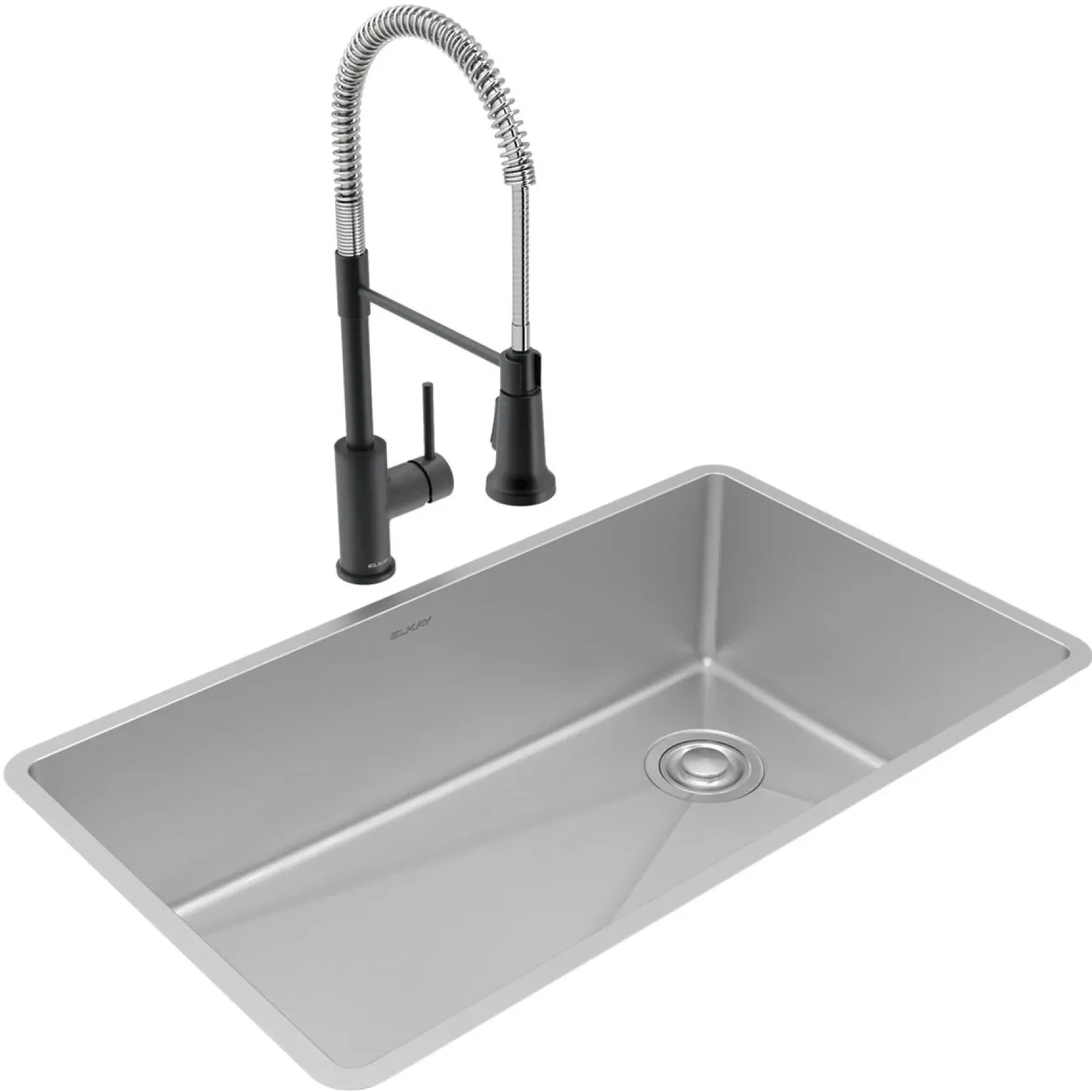 Elkay Crosstown 32" Undermount Stainless Steel Kitchen Sink with Faucet, Polished Satin, 18 Gauge, ECTRU30179RTFMC
