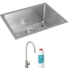 Elkay Crosstown 24" Undermount Stainless Steel Kitchen Sink Kit with Faucet, 16 Gauge, EFRU211510TFG