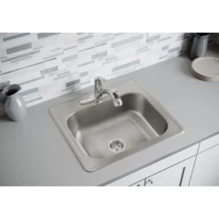 Elkay Dayton 25" Stainless Steel Kitchen Sink, 20 Gauge, Elite Satin, 3 Faucet Hole, DSE125223