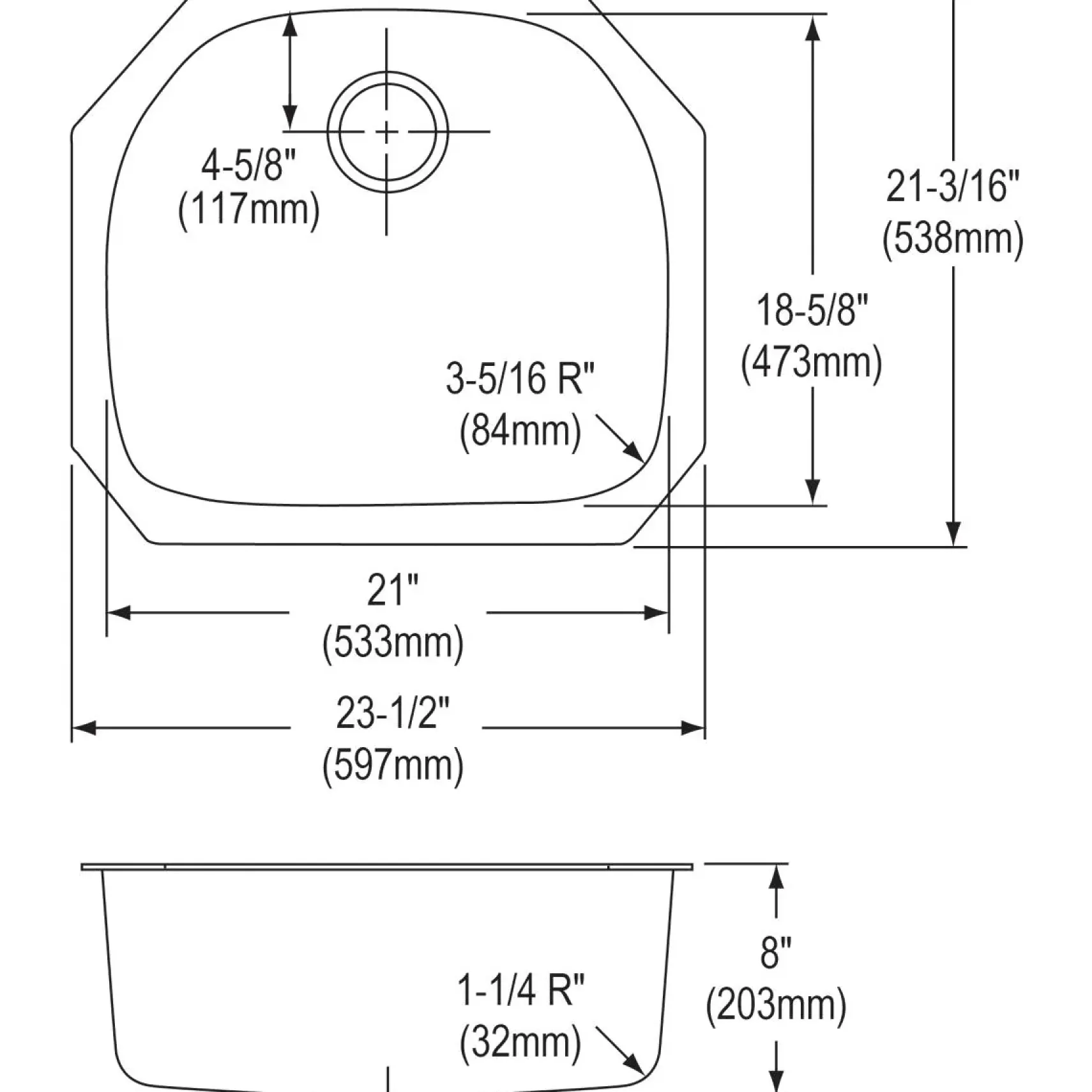 Elkay Dayton 24" Stainless Steel Kitchen Sink, 18 Gauge, Radiant Satin, DXUH2118