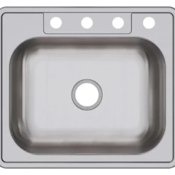 Elkay Dayton 25" Stainless Steel Kitchen Sink, Satin, 4 Faucet Hole, D125224