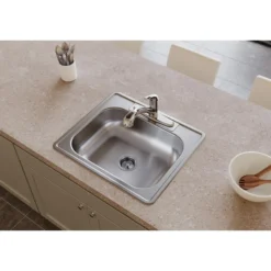 Elkay Dayton 25" Stainless Steel Kitchen Sink, Satin, 4 Faucet Hole, D125224