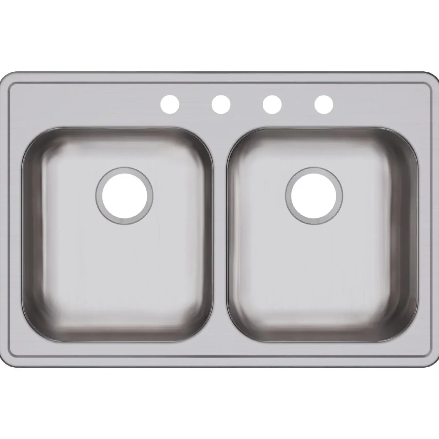 Elkay Dayton 33" Stainless Steel Kitchen Sink, 50/50 Double Bowl, Satin, 4 Faucet Hole, GE233224