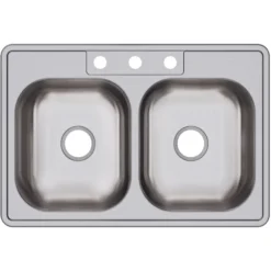 Elkay Dayton 33" Stainless Steel Kitchen Sink, 50/50 Double Bowl, Satin, 3 Faucet Hole, D233223