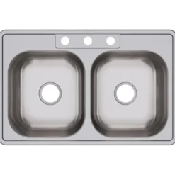 Elkay Dayton 33" Stainless Steel Kitchen Sink, 50/50 Double Bowl, Satin, 3 Faucet Hole, D233213