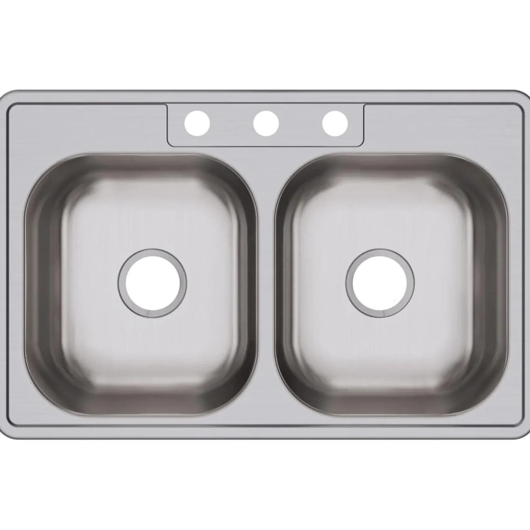 Elkay Dayton 33" Stainless Steel Kitchen Sink, 50/50 Double Bowl, Satin, 3 Faucet Hole, D233213