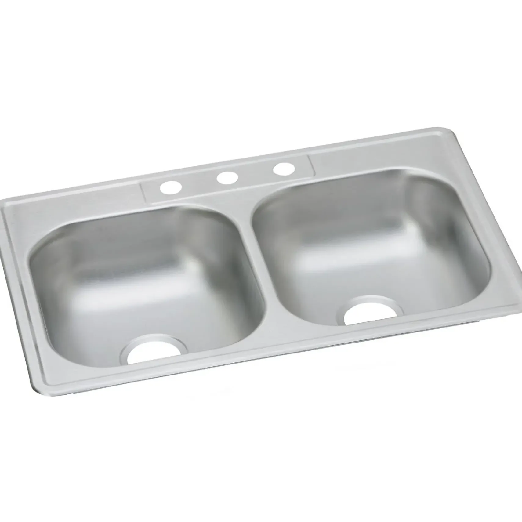 Elkay Dayton 33" Stainless Steel Kitchen Sink, 50/50 Double Bowl, Satin, 3 Faucet Hole, D233213
