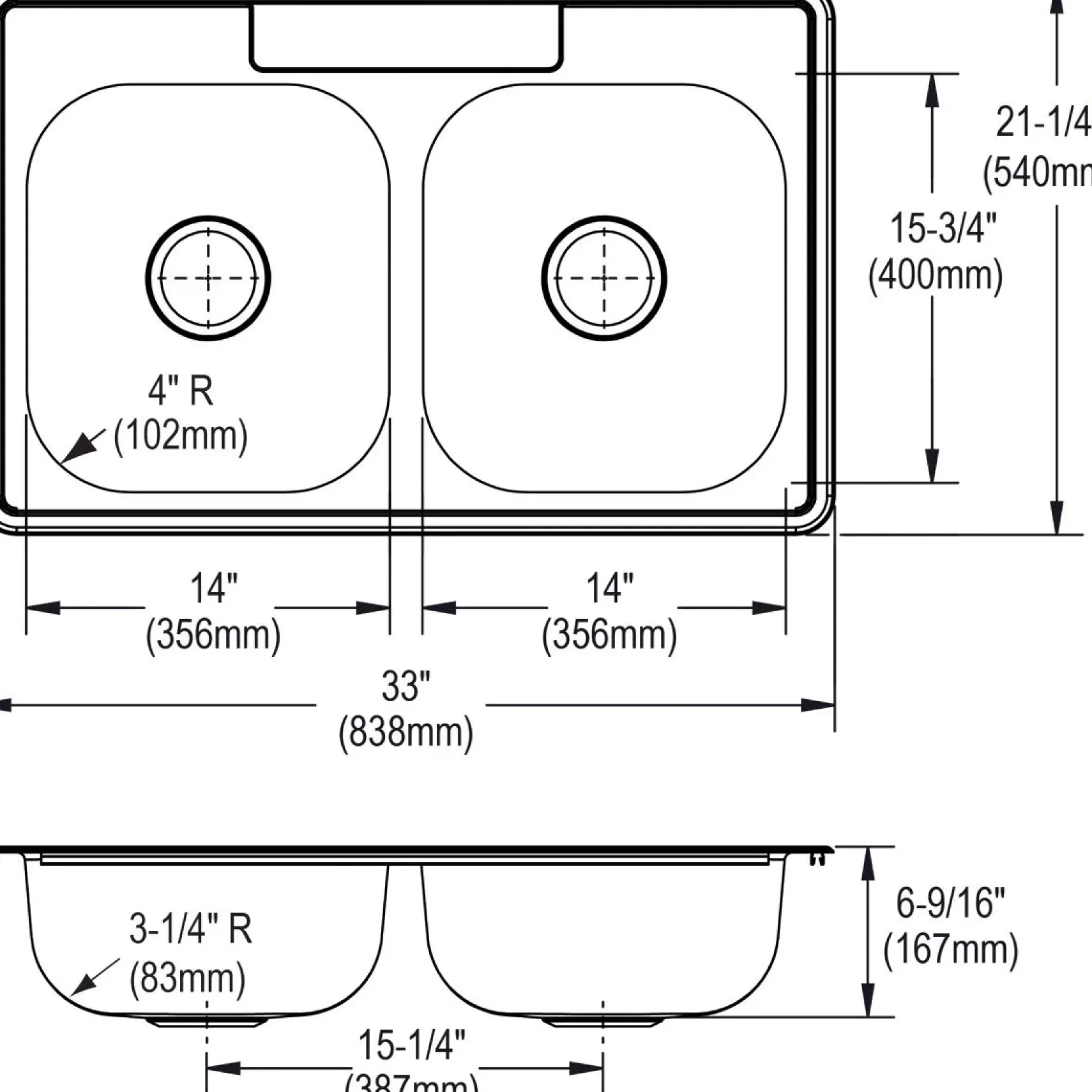 Elkay Dayton 33" Stainless Steel Kitchen Sink, 50/50 Double Bowl, Satin, 3 Faucet Hole, D233213