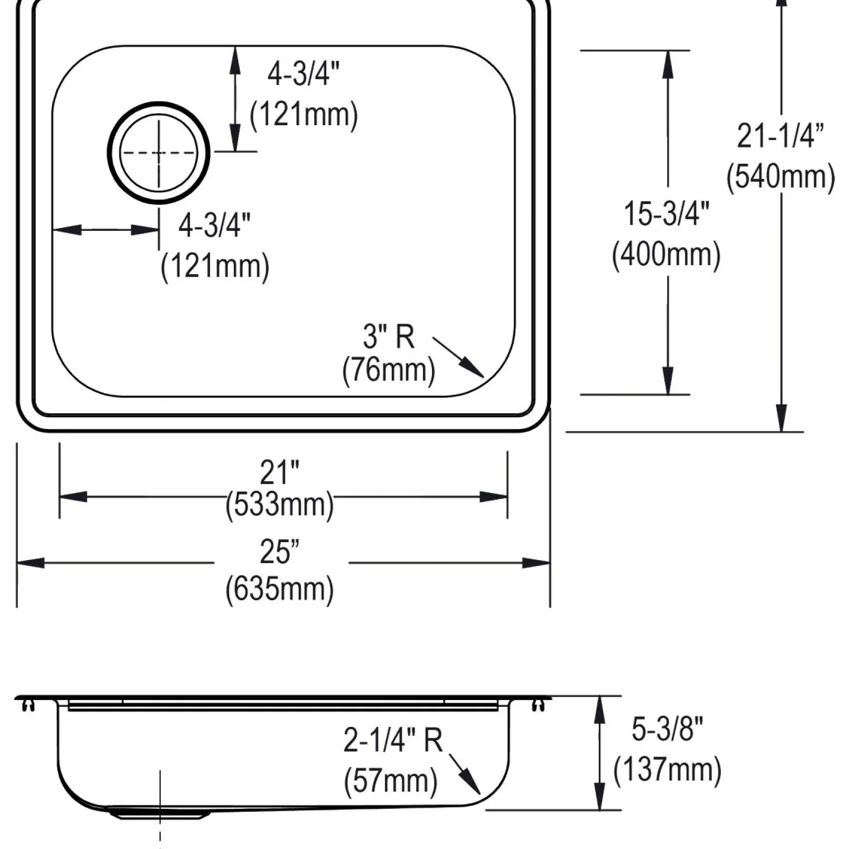 Elkay Dayton 25" Stainless Steel Kitchen Sink, Satin, 4 Faucet Hole, GE12521L4
