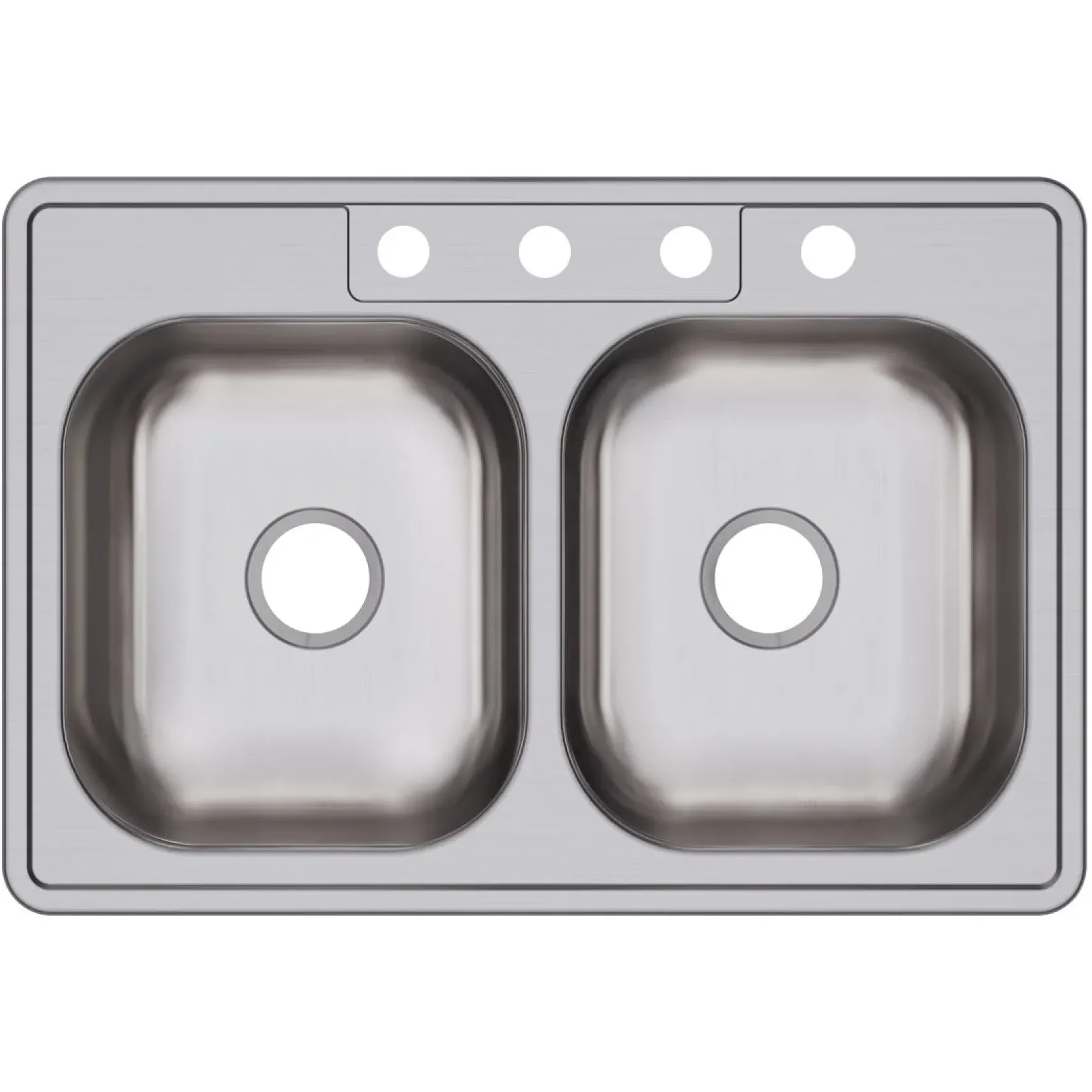 Elkay Dayton 33" Stainless Steel Kitchen Sink, 50/50 Double Bowl, Satin, 4 Faucet Hole, D233224