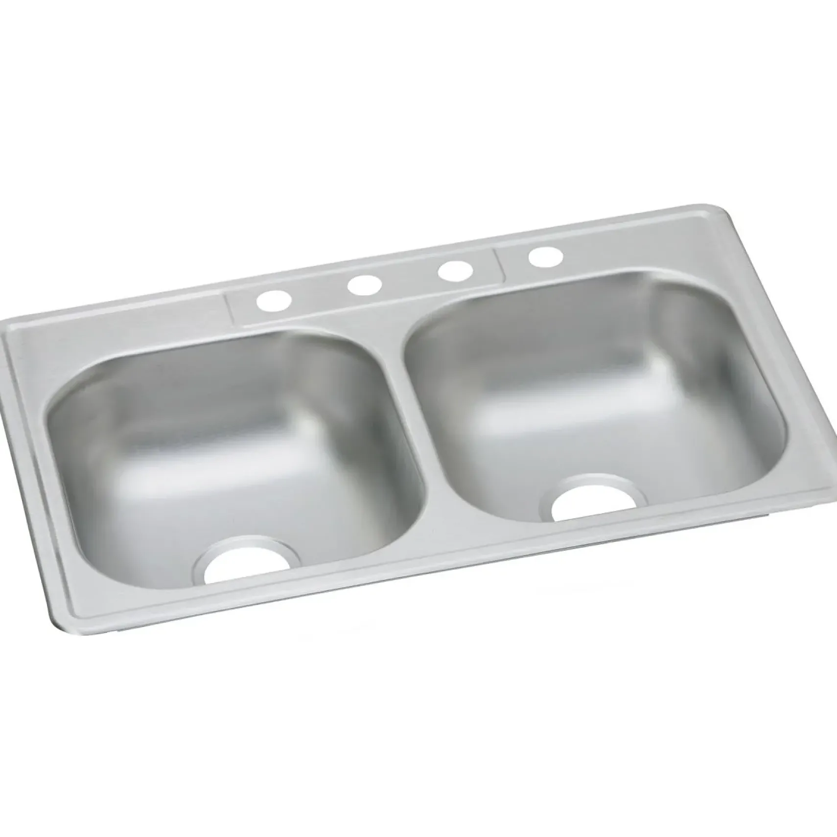 Elkay Dayton 33" Stainless Steel Kitchen Sink, 50/50 Double Bowl, Satin, 4 Faucet Hole, D233224