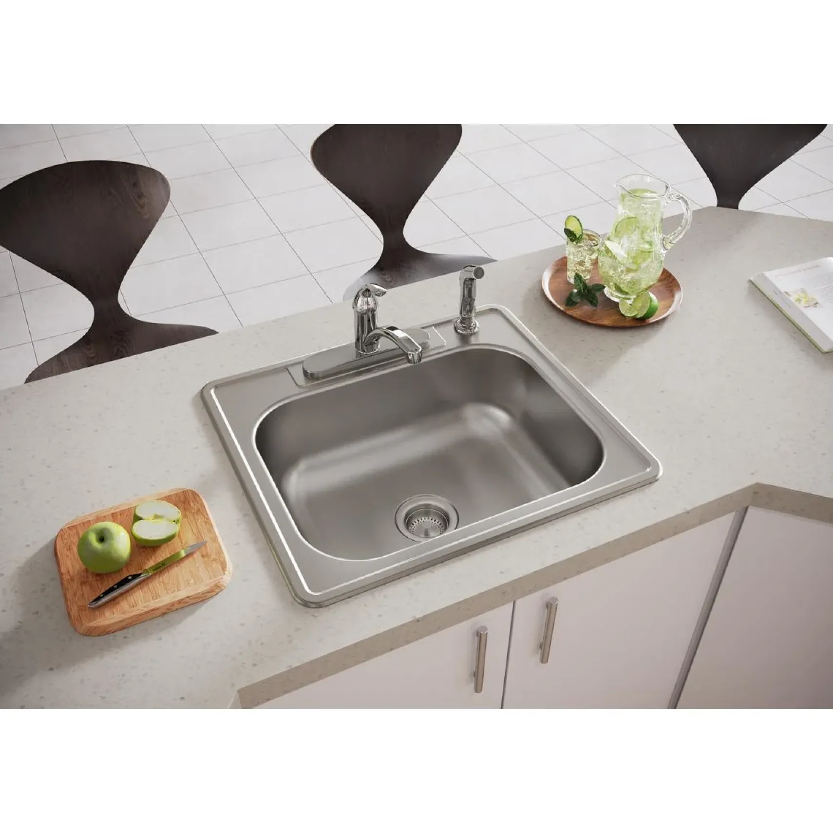 Elkay Dayton 25" Stainless Steel Kitchen Sink, 20 Gauge, Elite Satin, 4 Faucet Hole, DSE125224