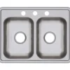 Elkay Dayton 25" Stainless Steel Kitchen Sink, 50/50 Double Bowl, Satin, 3 Faucet Hole, D225193