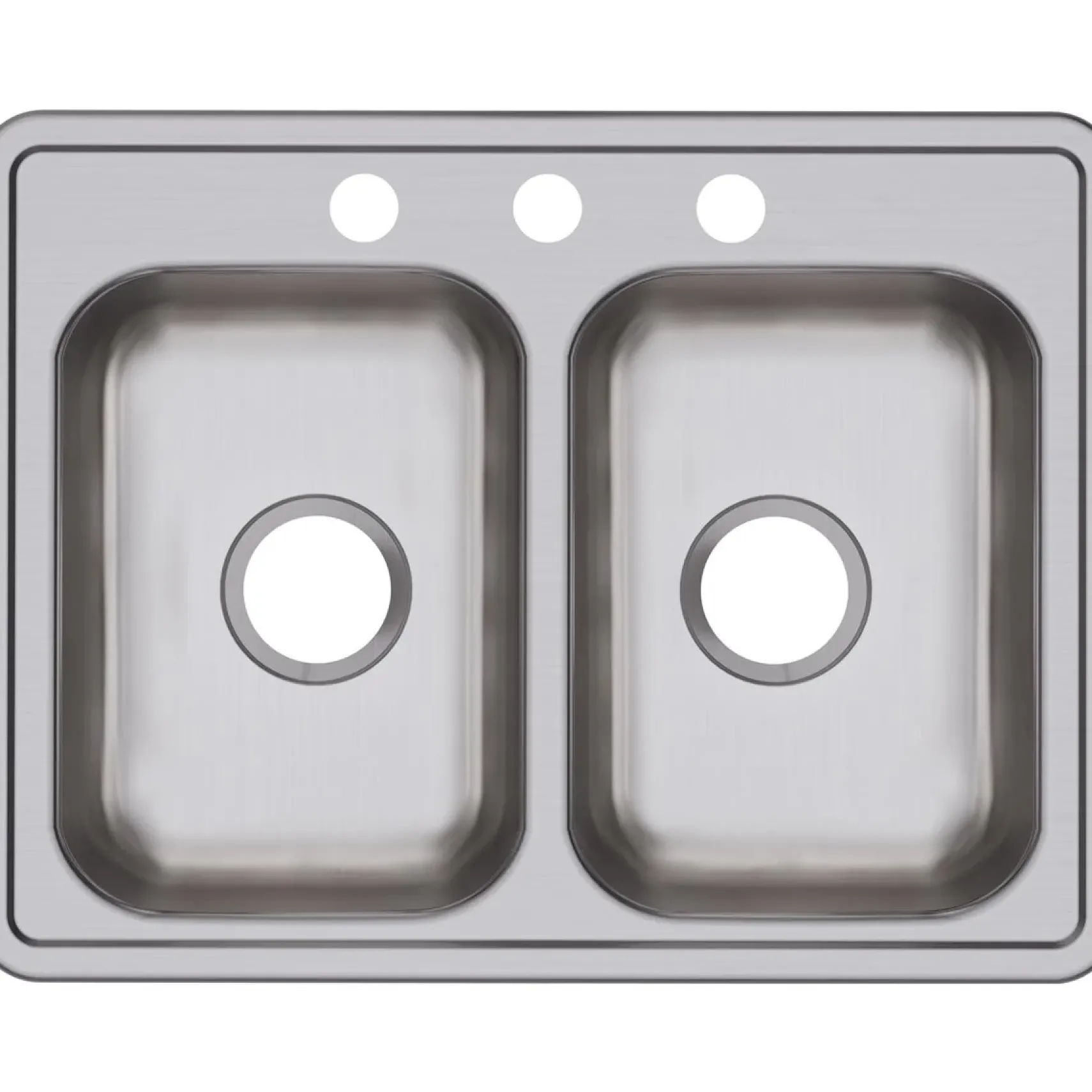 Elkay Dayton 25" Stainless Steel Kitchen Sink, 50/50 Double Bowl, Satin, 3 Faucet Hole, D225193