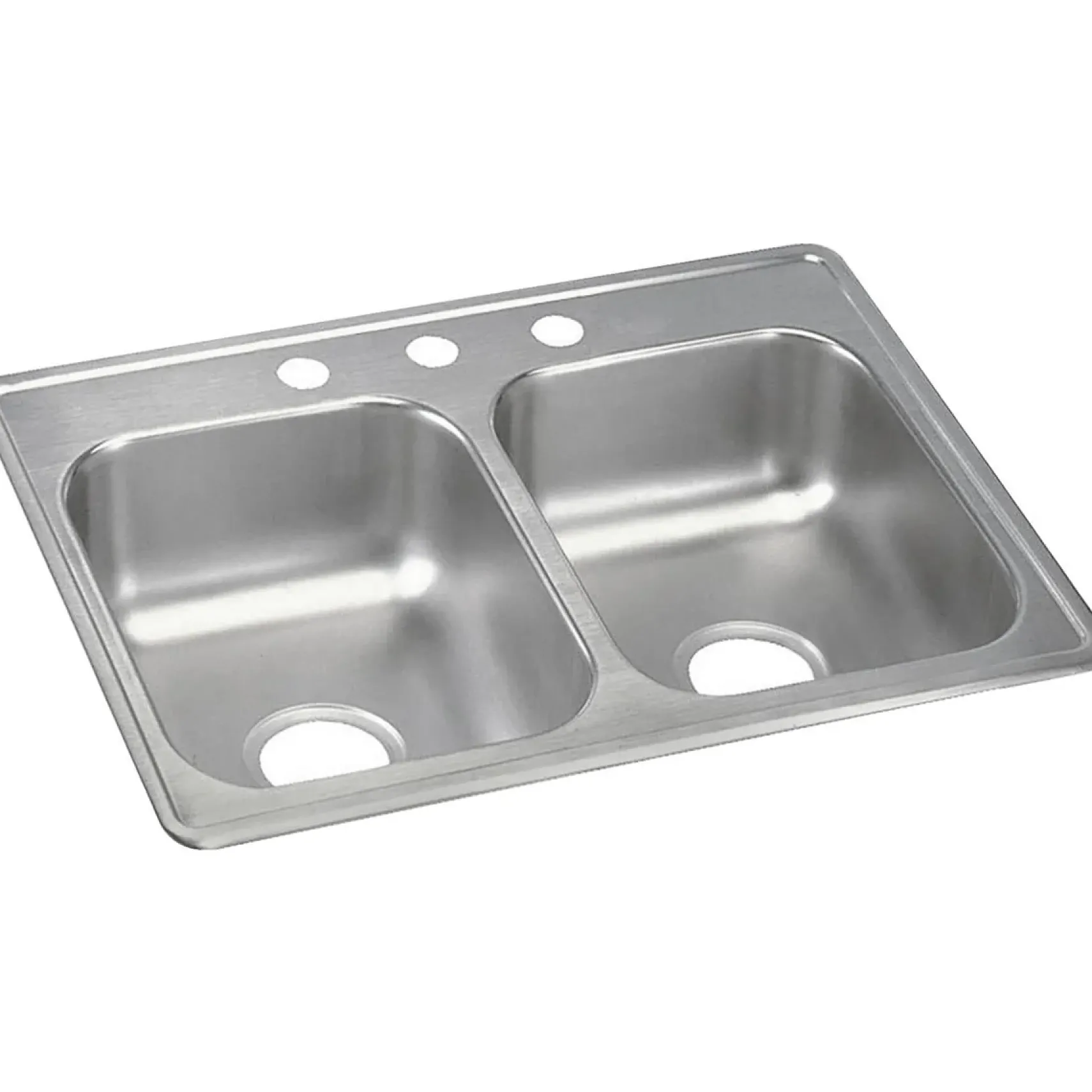 Elkay Dayton 25" Stainless Steel Kitchen Sink, 50/50 Double Bowl, Satin, 3 Faucet Hole, D225193