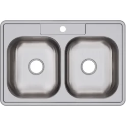 Elkay Dayton 33" Stainless Steel Kitchen Sink, 50/50 Double Bowl, Satin, 1 Faucet Hole, D233221