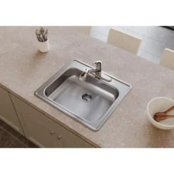 Elkay Dayton 25" Stainless Steel Kitchen Sink, Satin, 3 Faucet Hole, GE125223