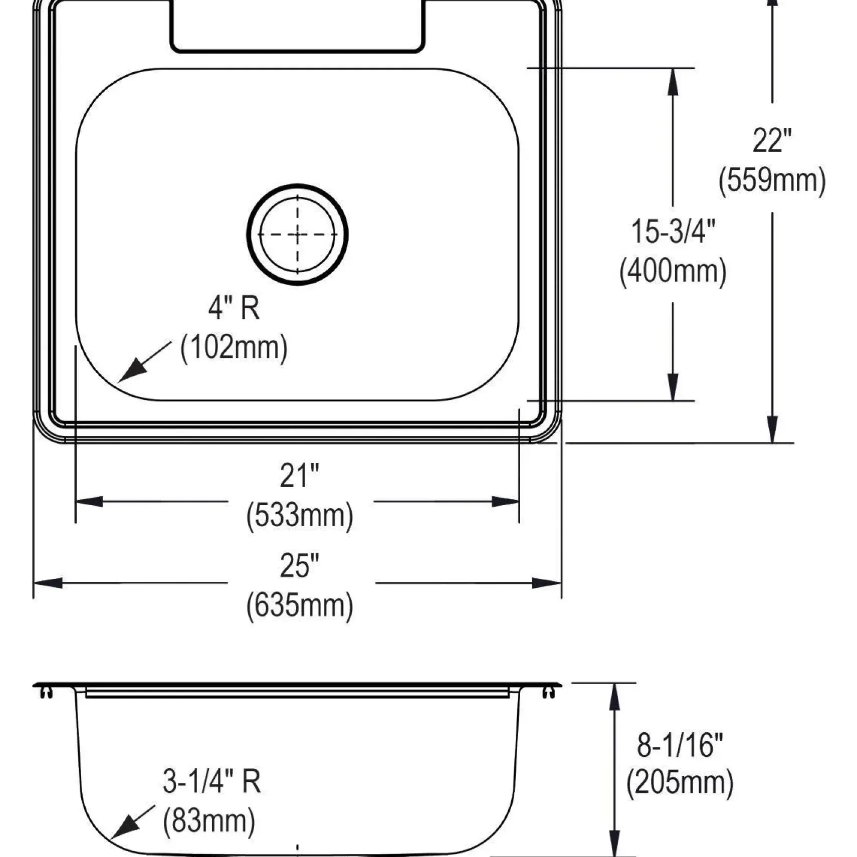 Elkay Dayton 25" Stainless Steel Kitchen Sink, 20 Gauge, Elite Satin, 2 Faucet Hole, DSE125222
