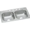 Elkay Dayton 33" Stainless Steel Kitchen Sink, 50/50 Double Bowl, Satin, 5 Faucet Hole, DD233225