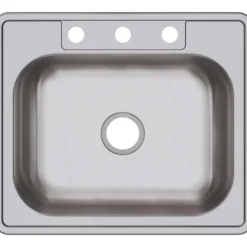 Elkay Dayton 25" Stainless Steel Kitchen Sink, Satin, 3 Faucet Hole, D125213
