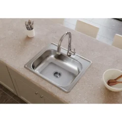 Elkay Dayton 25" Stainless Steel Kitchen Sink, Satin, 3 Faucet Hole, D125213