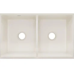 Elkay 33" Fireclay Farmhouse Kitchen Sink, 50/50 Double Bowl, Biscuit, SWUF32189BI