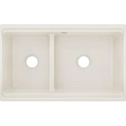 Elkay 33" Fireclay Farmhouse Kitchen Sink, 40/60 Double Bowl, Biscuit, SWUF3320BI