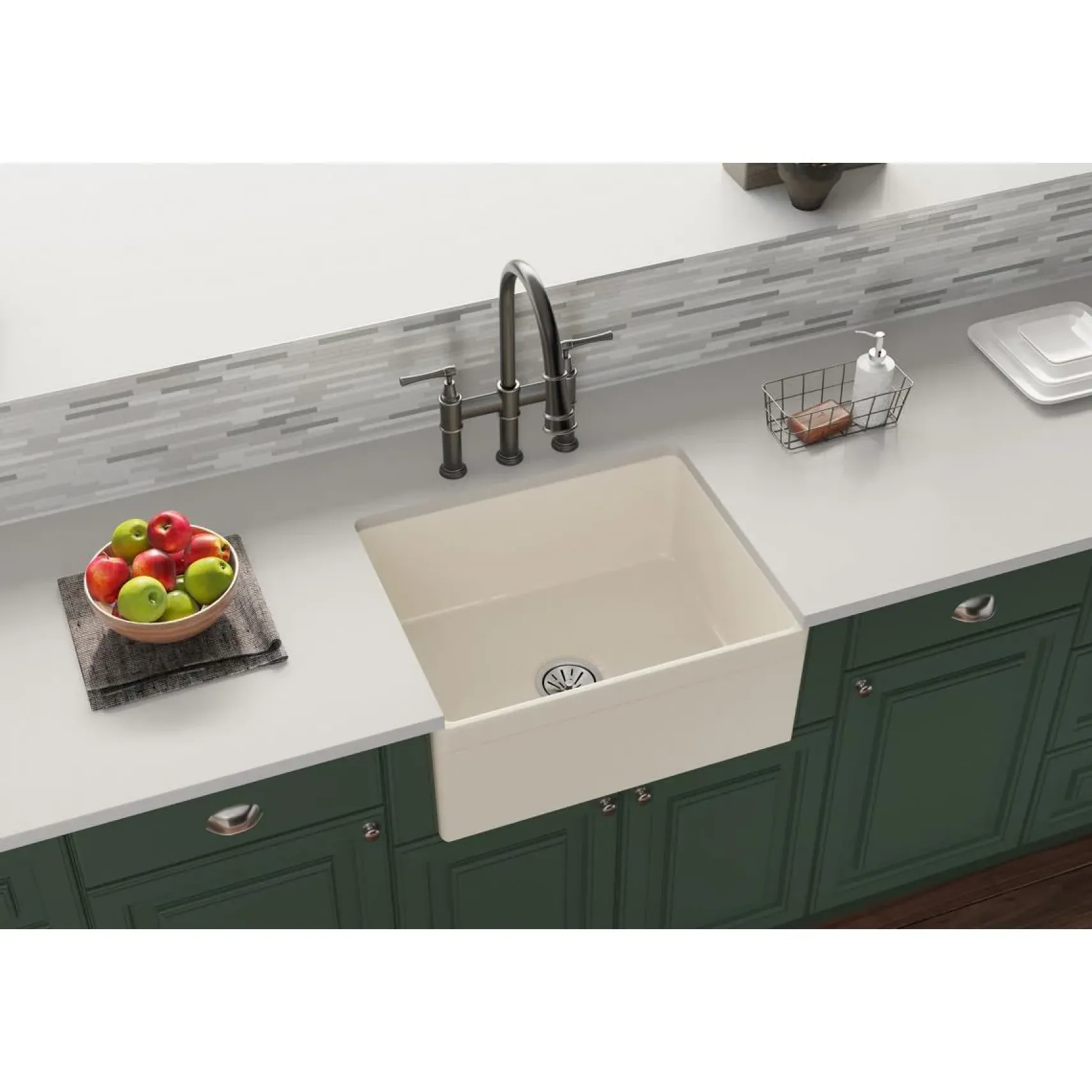 Elkay 24" Fireclay Farmhouse Kitchen Sink, Biscuit, SWUF2520BI