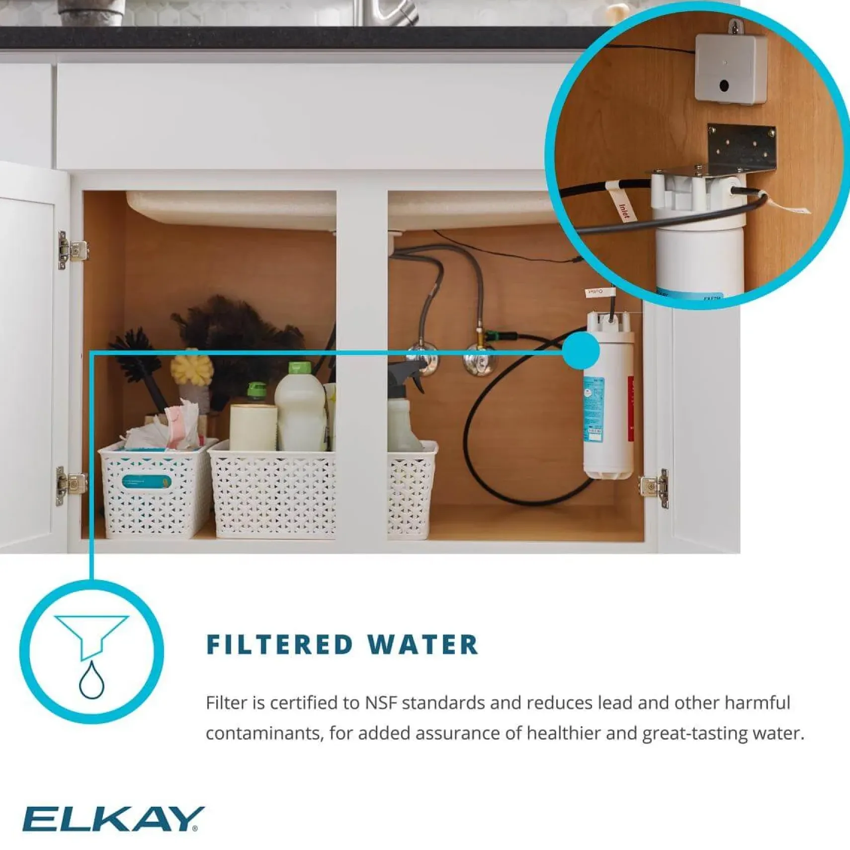 Elkay 30" Fireclay Farmhouse Sink Kit with Faucet, Single Bowl White, SWUF28179WHFLC