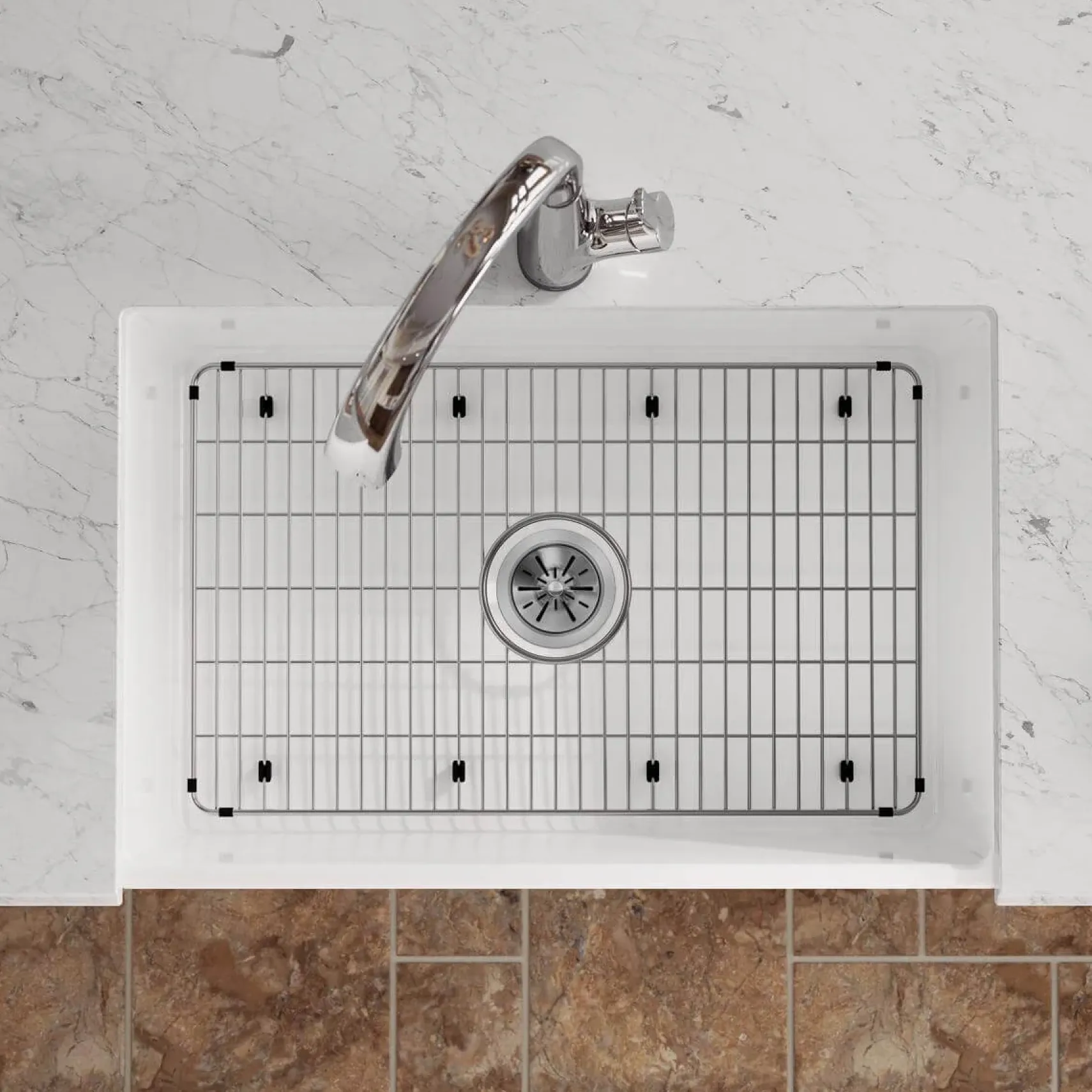 Elkay 30" Fireclay Farmhouse Sink Kit with Faucet, Single Bowl White, SWUF28179WHFLC