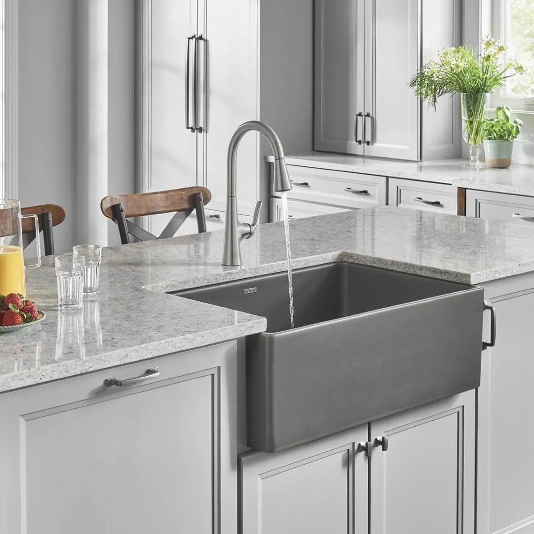 Elkay 30" Fireclay Farmhouse Sink, Matte Gray, SWUF28179MG