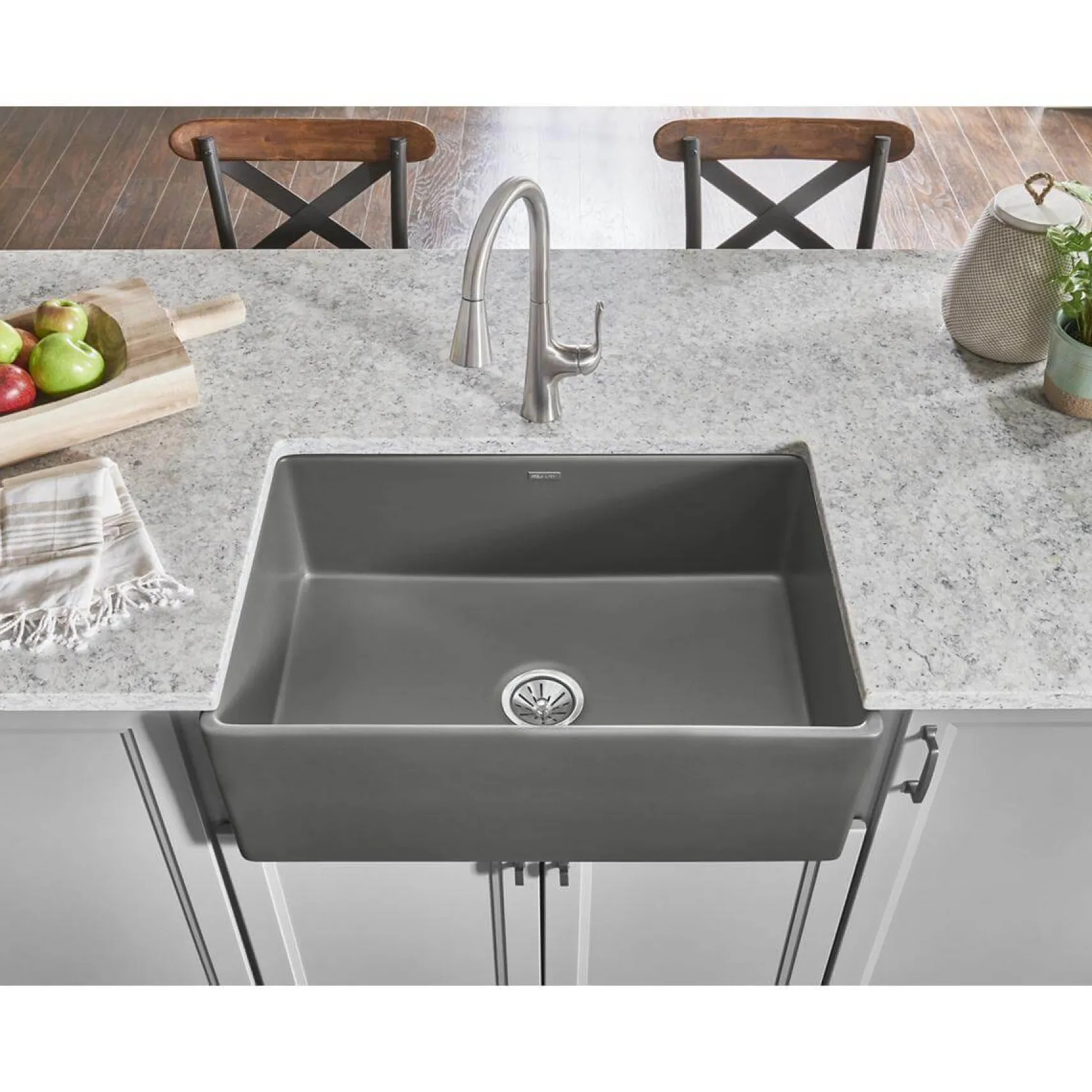 Elkay 30" Fireclay Farmhouse Sink, Matte Gray, SWUF28179MG