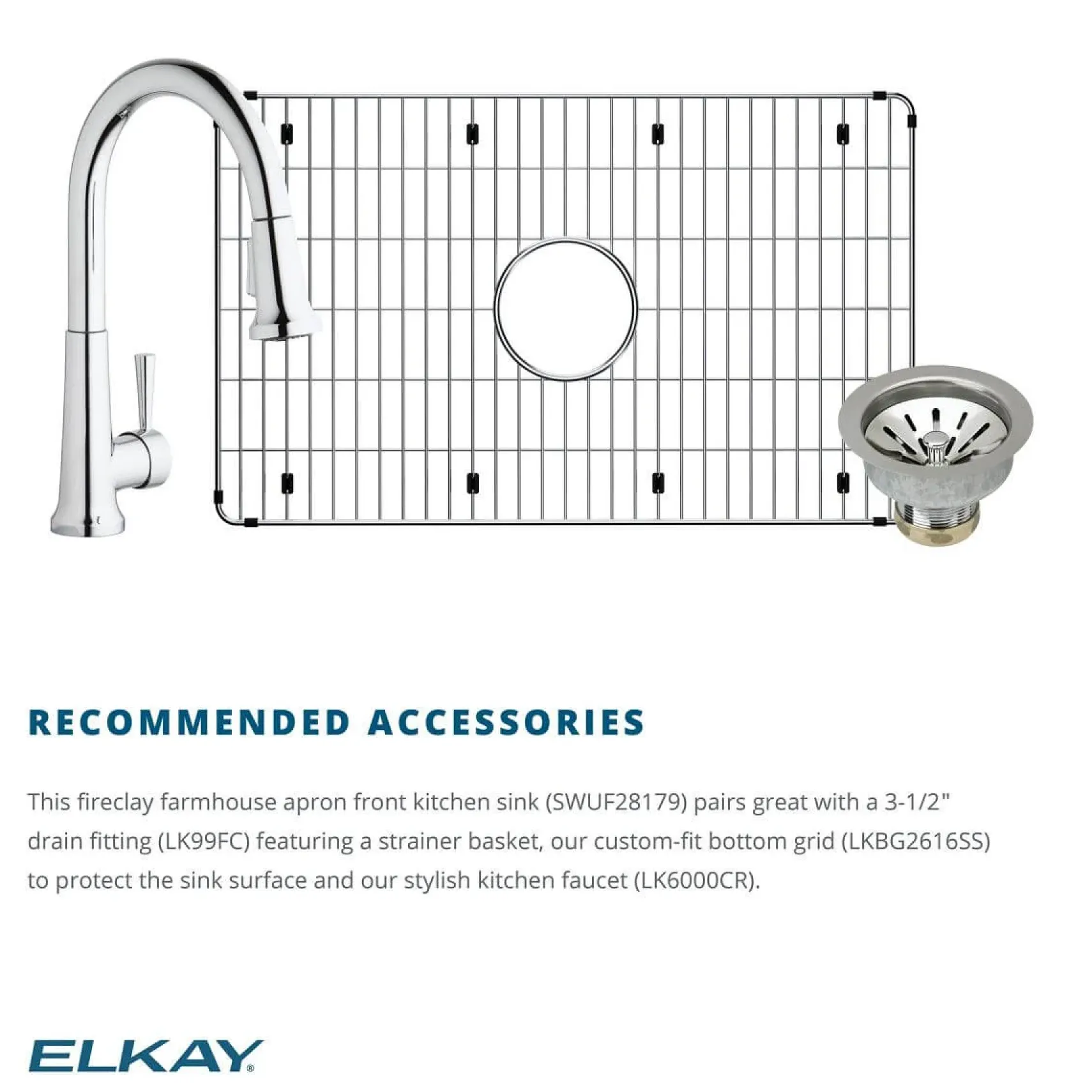 Elkay 30" Fireclay Farmhouse Sink, Matte Gray, SWUF28179MG