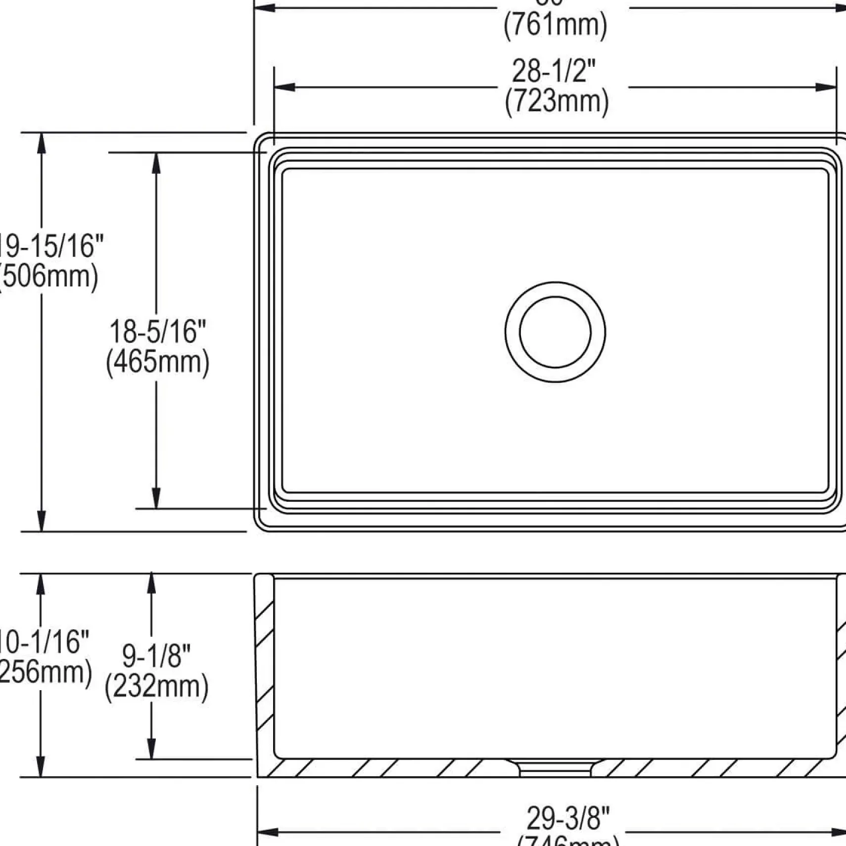 Elkay 30" Fireclay Farmhouse Sink, Matte Gray, SWUF28179MG