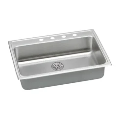 Elkay Lustertone Classic 31" Drop In/Topmount Stainless Steel ADA Kitchen Sink, Lustrous Satin, 3 Faucet Holes, Perfect Drain, LRADQ312265PD3